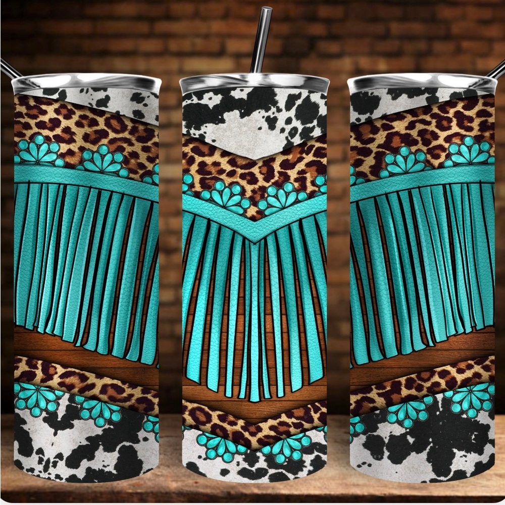 Turquoise tassels 20 oz tumbler